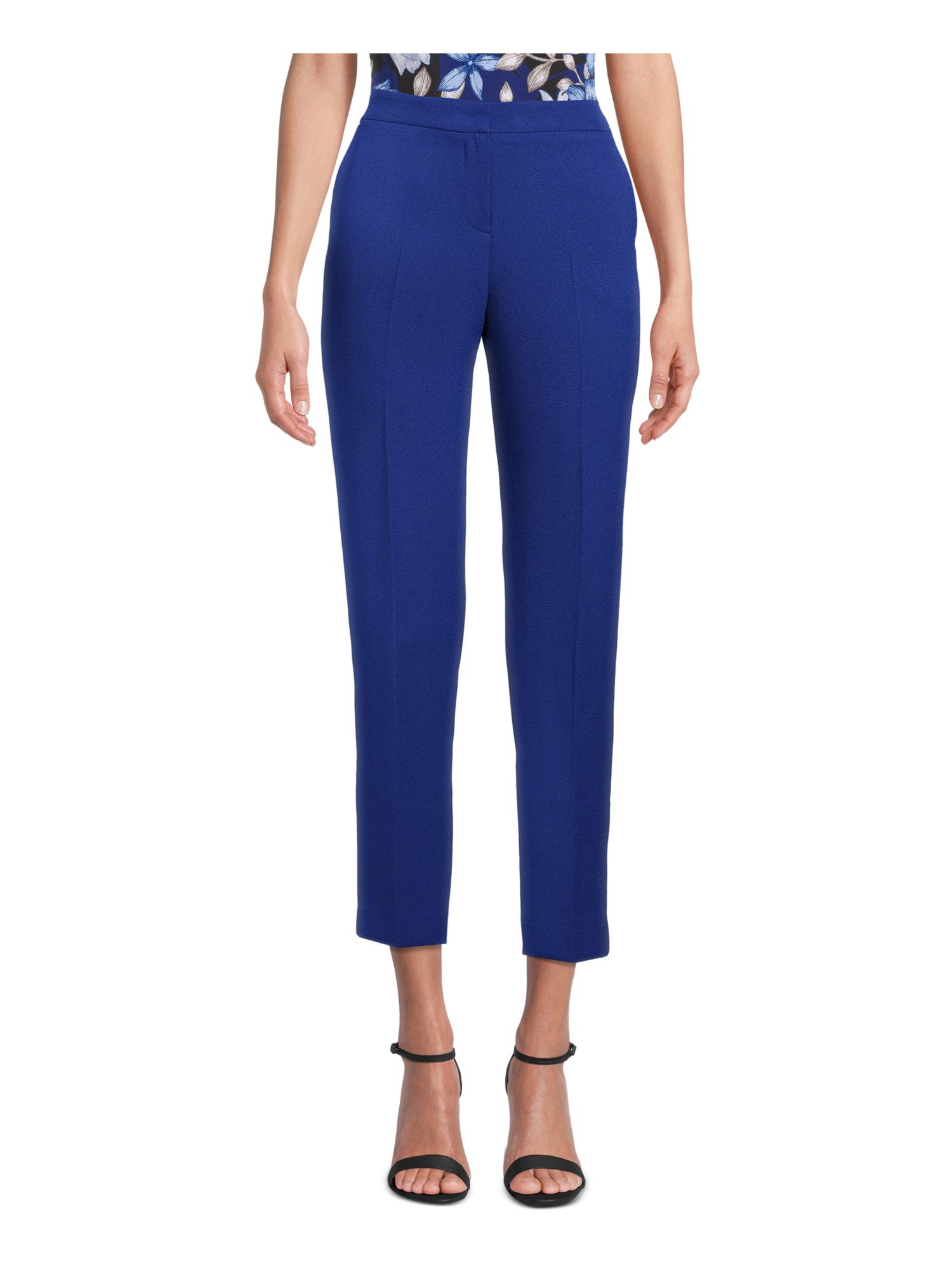 Kasper Womens Pants Petite Dress Straight-Leg Stretch Blue 4P